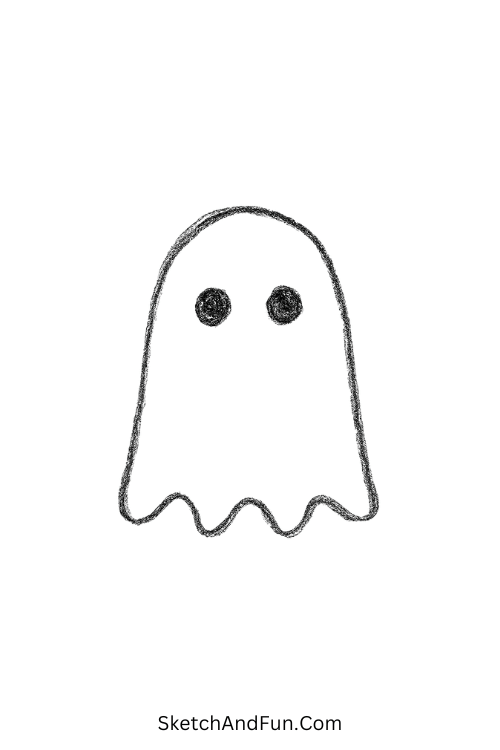 Cute ghost with tiny eyes perfect for easy and simple drawing ideas.