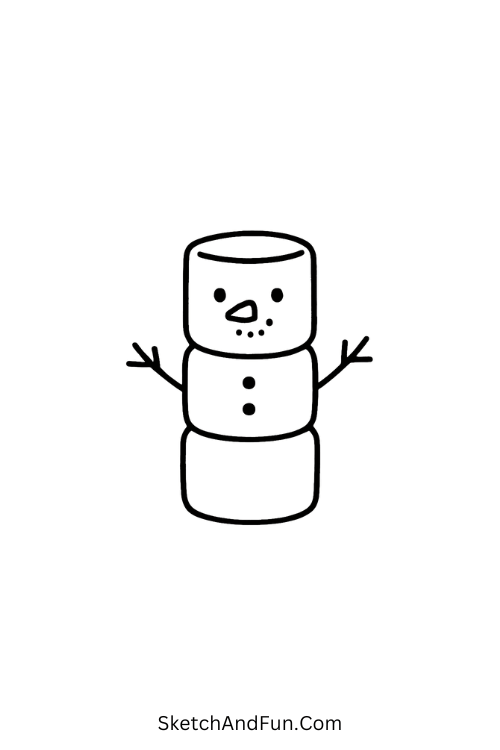Marshmallow snowman stacked cute for cute snowman doodle