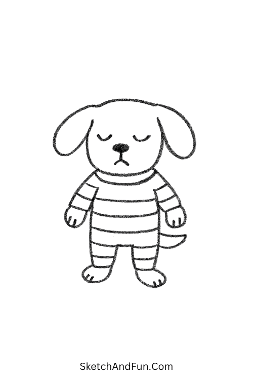Puppy in pajamas perfect for cute funny drawings easy style
