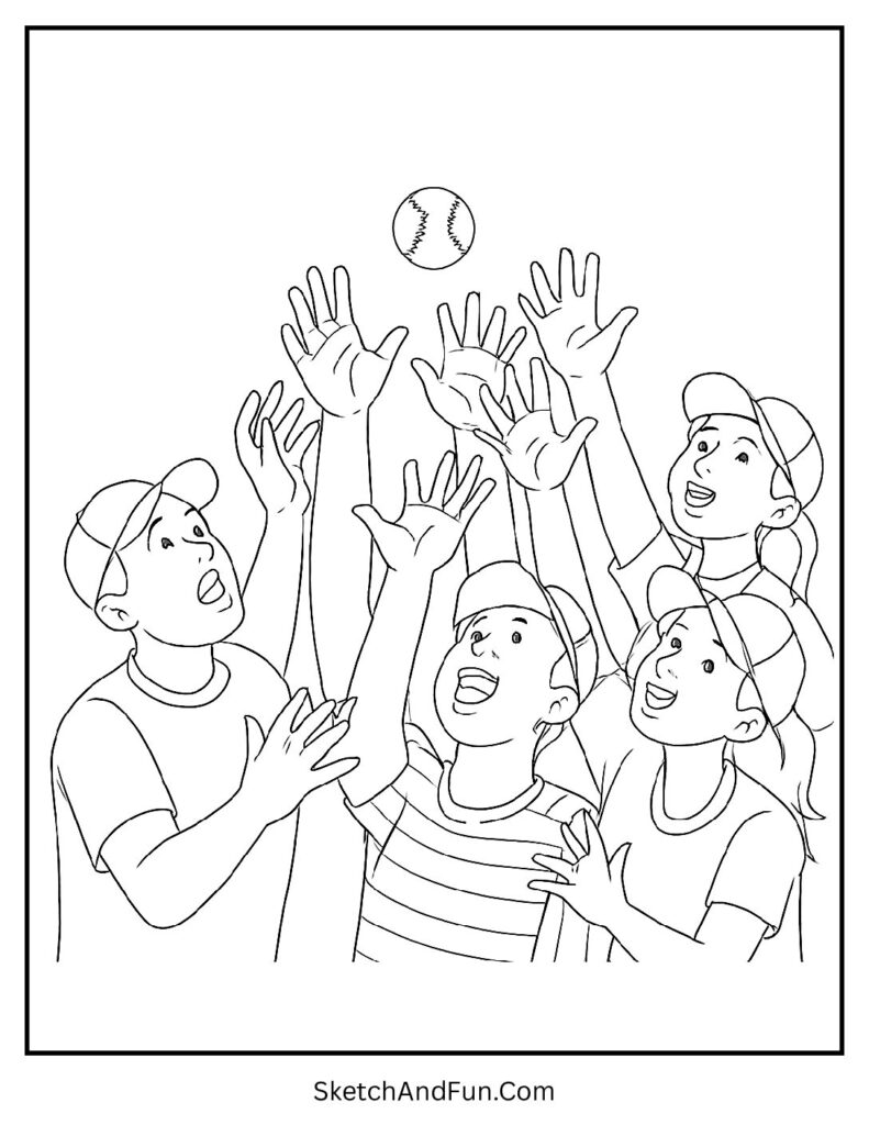 Fans catching foul ball printable baseball activity sheets fun