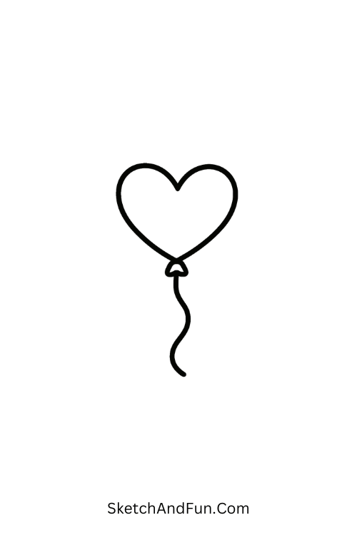 Floating heart tied to string for valentine doodle ideas