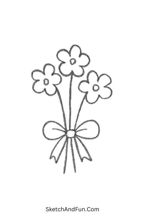 Flower bouquet tied with a bow perfect for simple drawing ideas landscape.