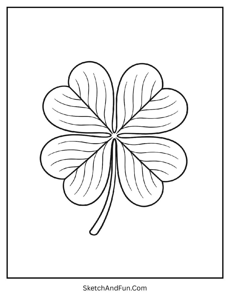 Four Leaf Clover Close Up Design Coloring Page pdf