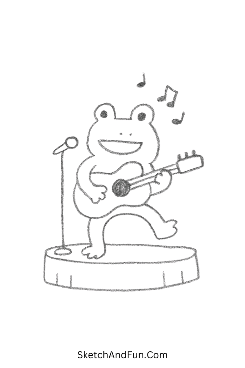 Guitar-playing frog for funny cute cartoon drawings