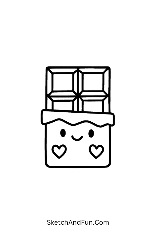 Chocolate bar with smiling face for valentine’s day art for kids