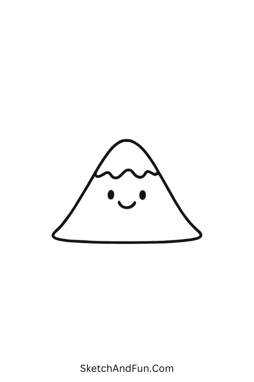 Snowy mountain with smile for winter landscape drawing easy