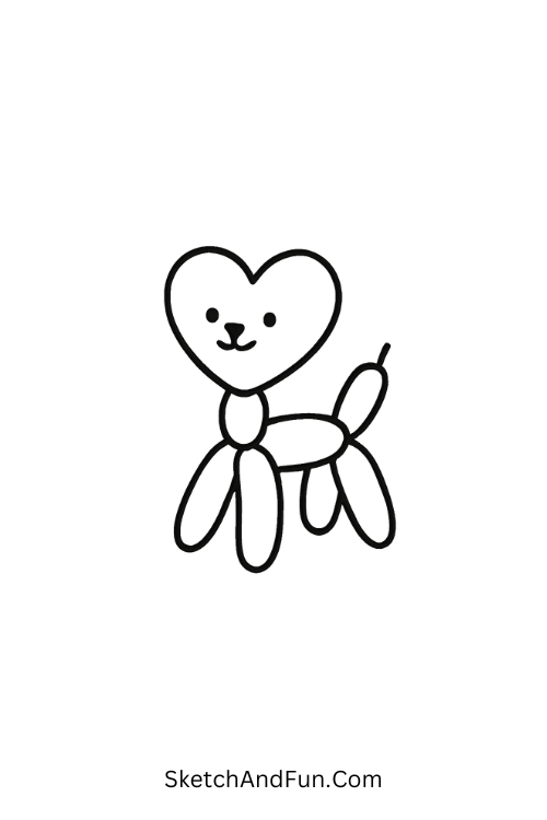 Pet shaped from heart balloon, love doodle coloring sheets