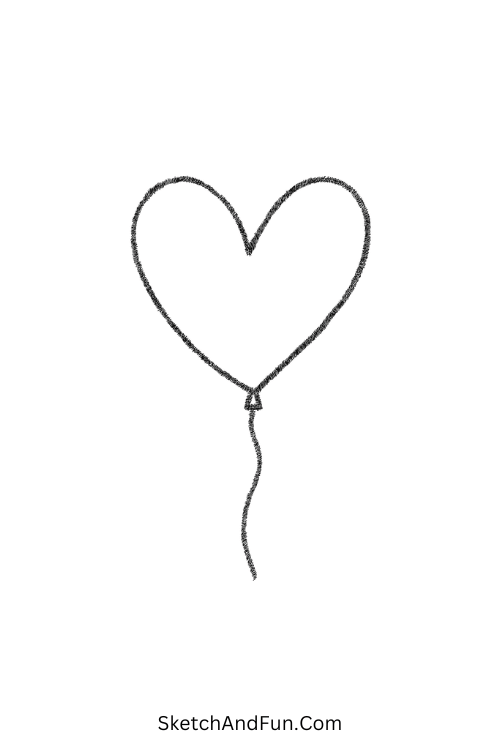 Heart balloon with a string great for drawing ideas for kids and beginners.