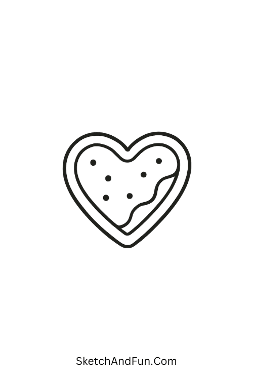 Baked heart cookie for easy valentine drawings for beginners