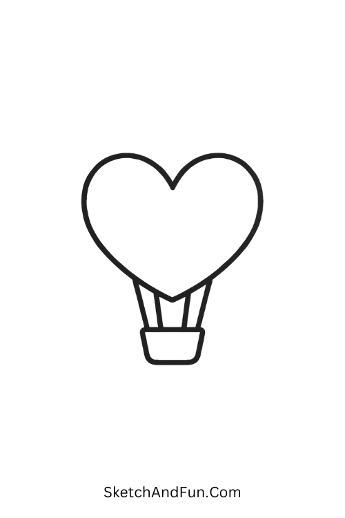 Heart-shaped balloon in sky, aesthetic love doodles