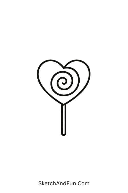 Spiral heart lollipop for valentine doodles easy