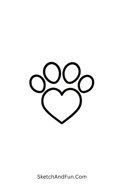 Paw print with heart pads, animal inspired love doodles