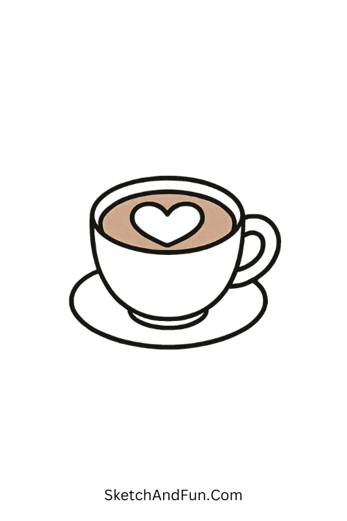 Heart-shaped foam in cup, cute romantic doodle ideas