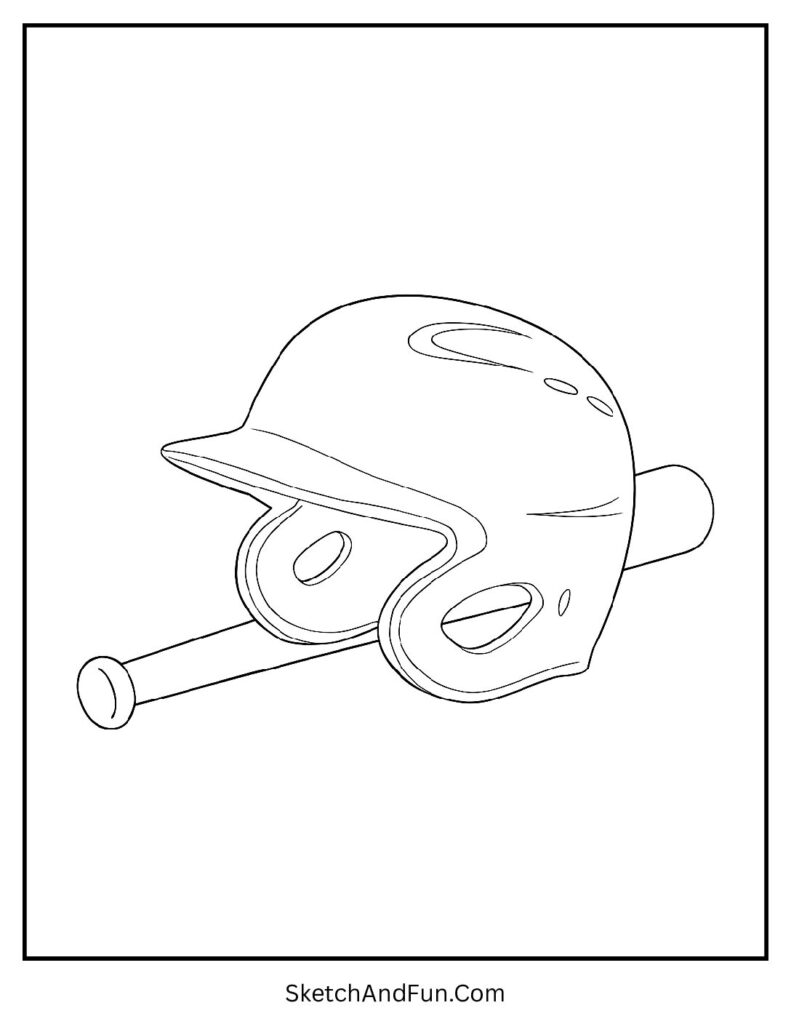 Helmet and bat baseball equipment coloring pages still life