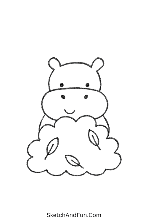 Hippo hiding behind bush in funny doodle ideas for kids