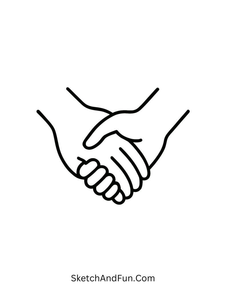 Holding hands love art, cute doodles for boyfriend showing trust and comfort