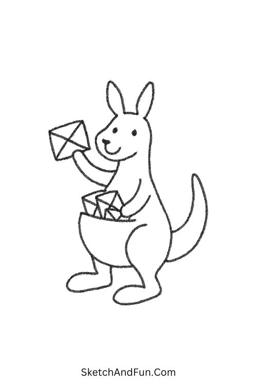 Kangaroo delivering mail in easy funny cartoon characters