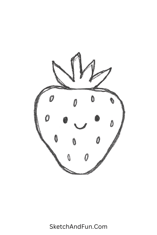 Cute strawberry with seeds great for fun simple drawing ideas.