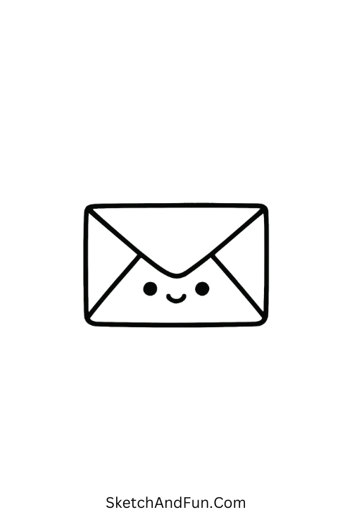 Envelope with eyes and smile for valentine cartoon drawing