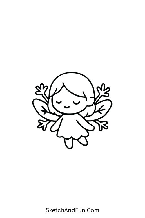 Mini snow fairy with wings for winter drawing ideas for beginners