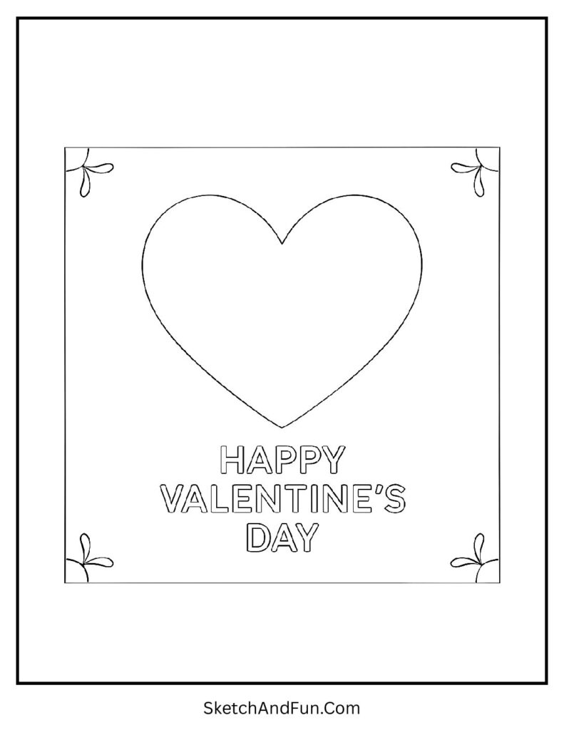 Clean modern card for valentine card coloring pages for adults