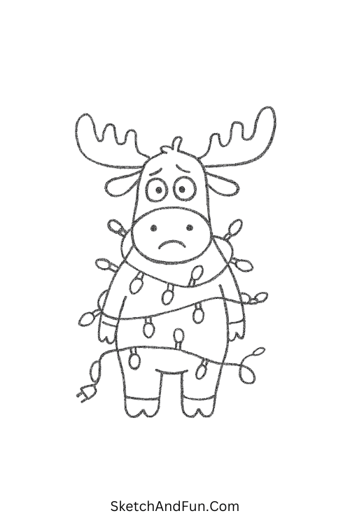 Moose tangled in lights in funny art ideas for beginners