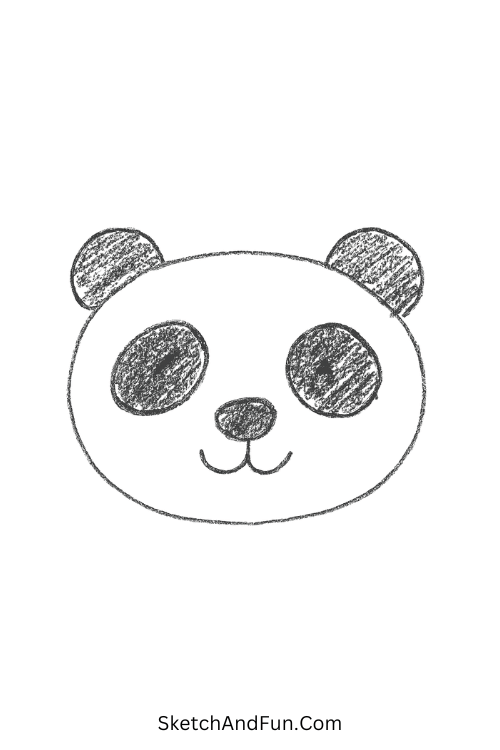 Panda face with round patches perfect for simple drawing ideas animals.