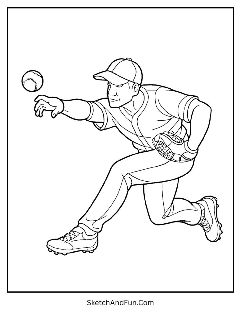 Perfect pitch release baseball art coloring pages motion