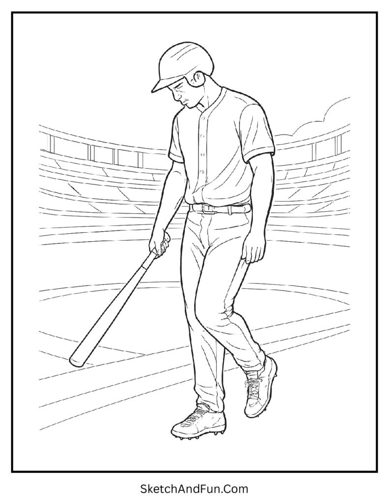 Player walking off field beginner baseball coloring pages moment