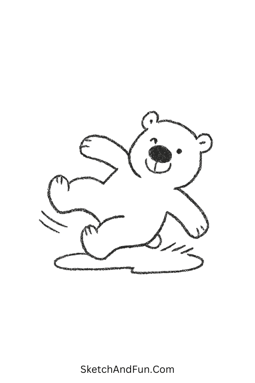 Slipping polar bear moment in funny easy art ideas