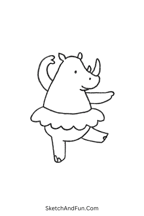 Rhino in tutu ballet pose for hilarious drawing ideas for kids