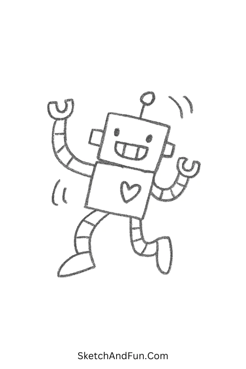 Dancing robot arms in easy funny things to draw style