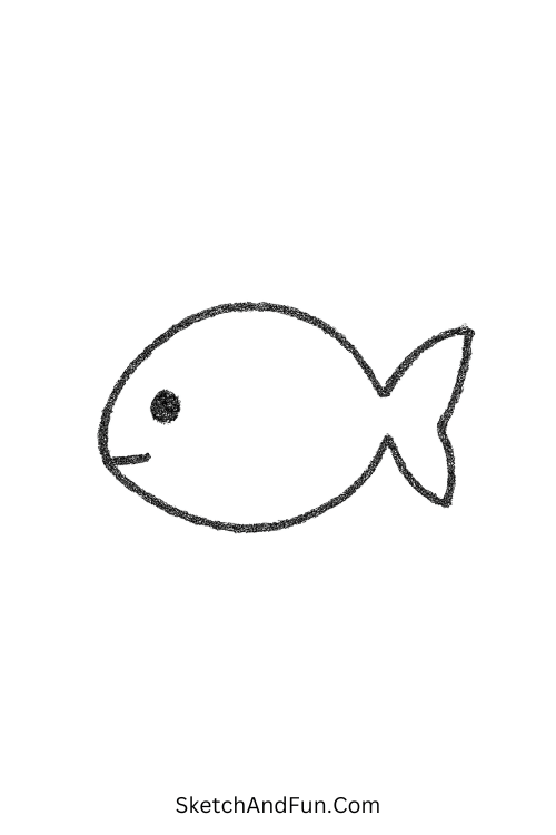 Simple fish with tiny tail great for simple drawing ideas for adults beginners.
