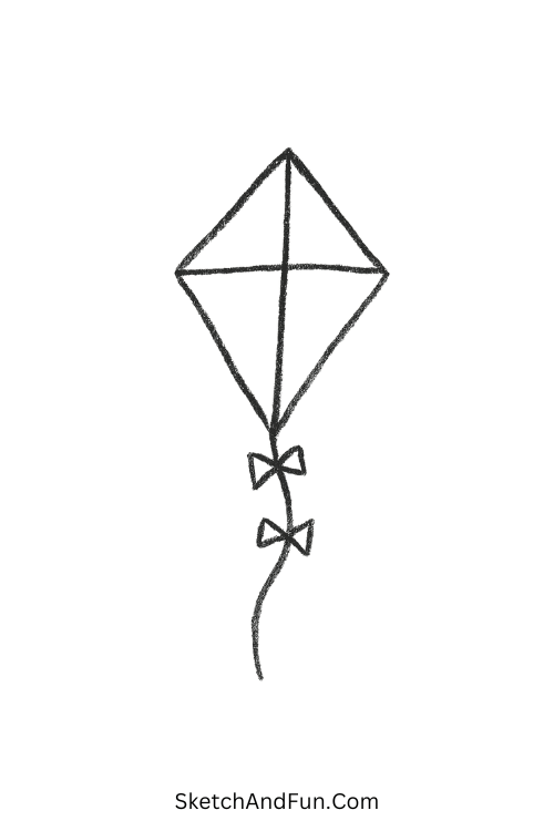 Simple kite with a tail great for easy object drawing ideas beginner.