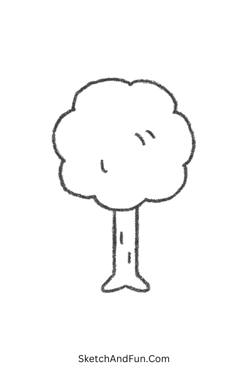 Simple tree with a round top great for easy nature drawing ideas.