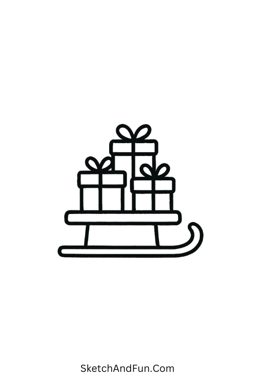 Sled carrying presents for winter holiday sketch ideas
