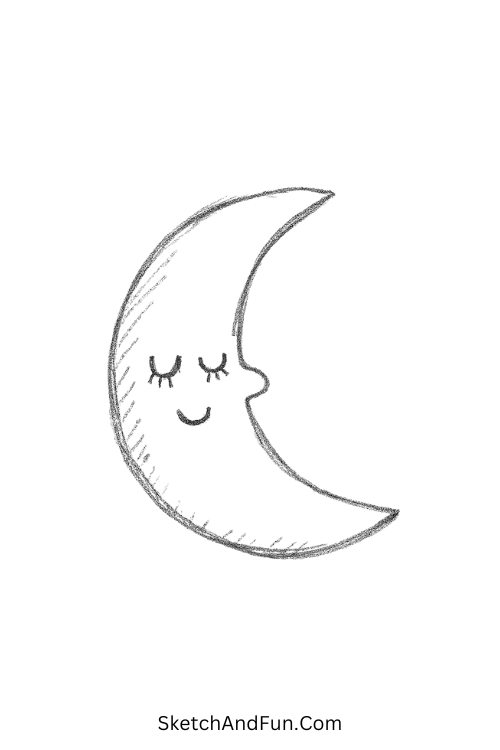 Soft sleeping moon with gentle curves suited for simple things to draw when bored.
