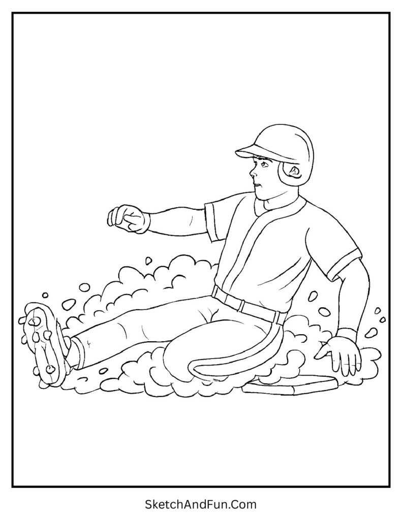 Sliding into base baseball action coloring pages motion