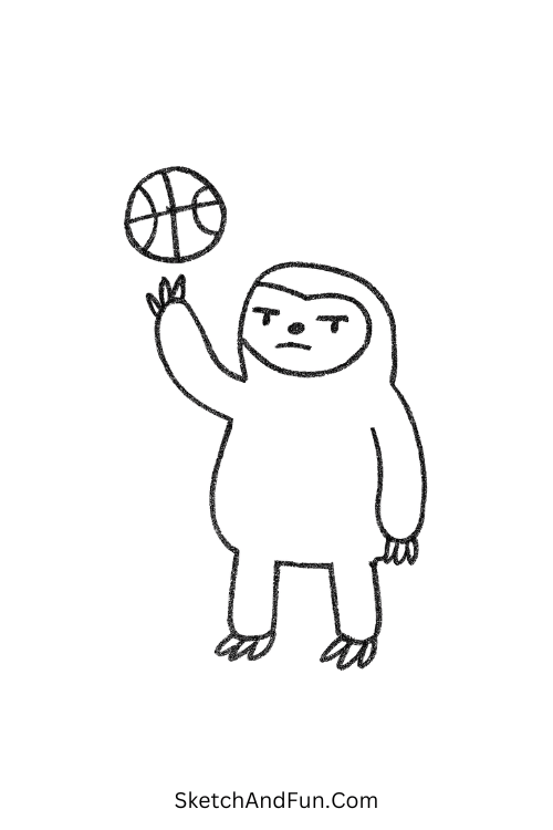 Sloth basketball pose for funny person drawings easy