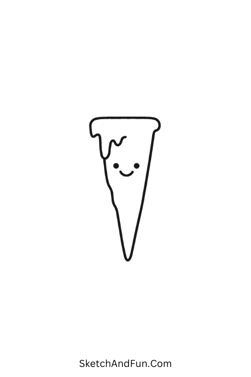 Long icicle with cute grin for winter cartoon drawing ideas