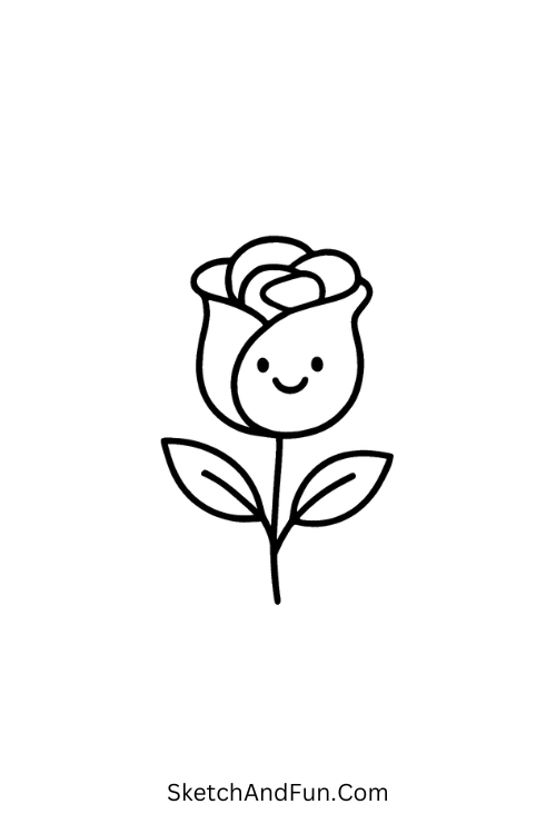 Rose with cute face for valentine’s day cute drawings