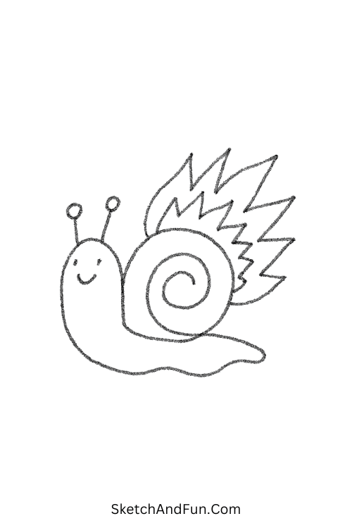 Speedy snail flames made for quick funny drawing ideas