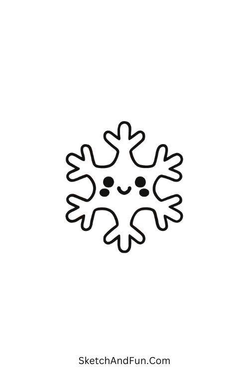 Snowflake-shaped cookie smiling for simple snowflake doodle ideas