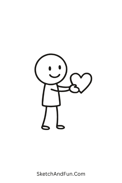 Stick figure giving a heart for valentine’s day illustration ideas