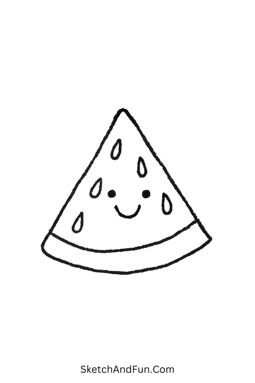 Watermelon slice with seeds perfect for simple drawing ideas nature.