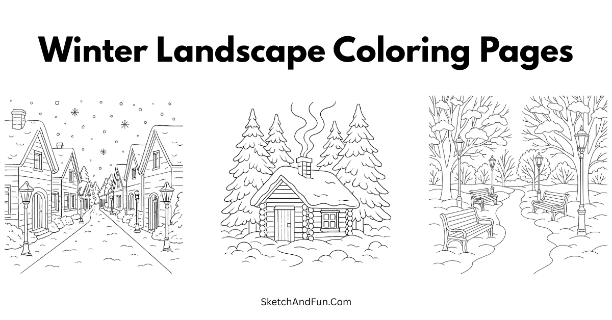 Winter Landscape Coloring Pages For Kids