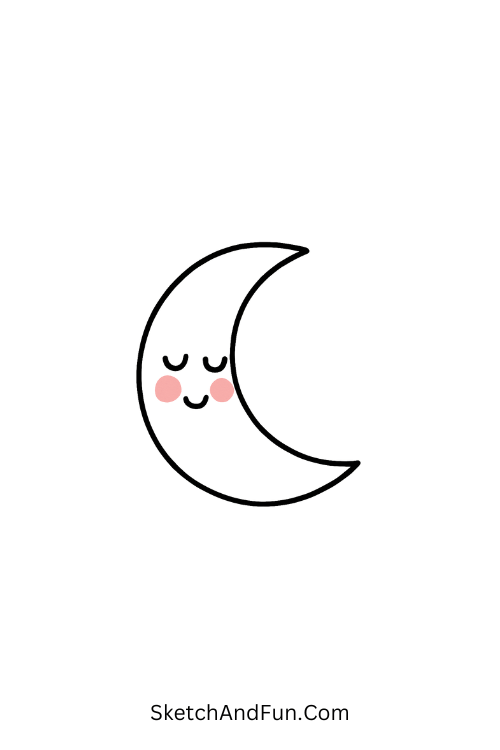 Crescent moon with rosy cheeks adorable cute reaction doodle sketches