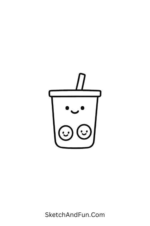 Boba tea friend with pearls designed for kawaii doodle sticker ideas
