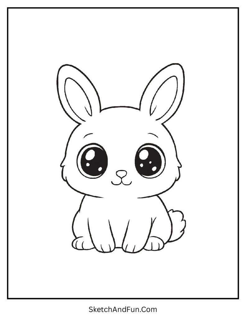Cute bunny with big sparkly eyes and tiny paws from cute bunny coloring pages