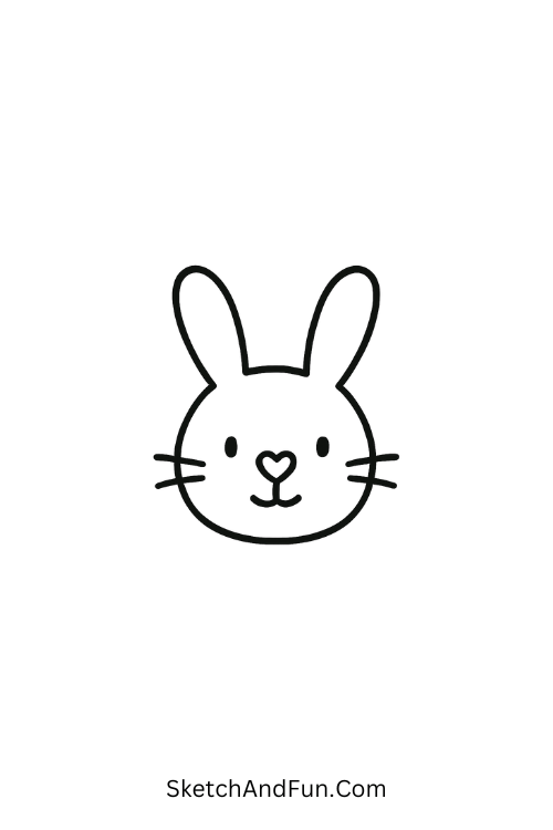Cute easter drawings easy with a bunny face and heart-shaped nose